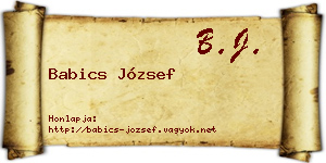 Babics József névjegykártya